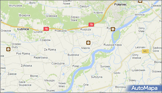 mapa Maśnik, Maśnik na mapie Targeo