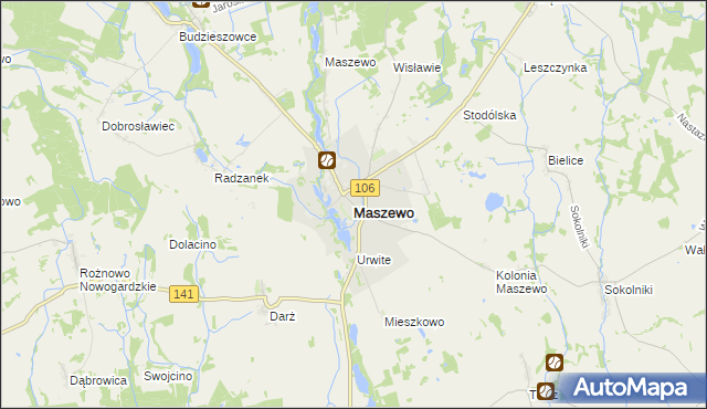 mapa Maszewo powiat goleniowski, Maszewo powiat goleniowski na mapie Targeo