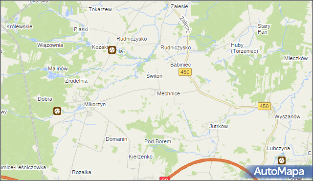 mapa Mechnice gmina Kępno, Mechnice gmina Kępno na mapie Targeo