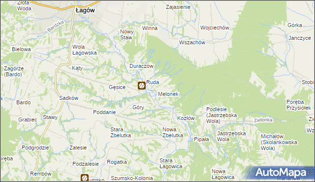 mapa Melonek, Melonek na mapie Targeo