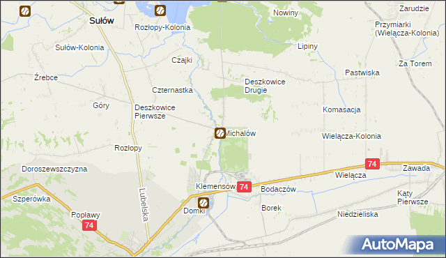mapa Michalów gmina Sułów, Michalów gmina Sułów na mapie Targeo
