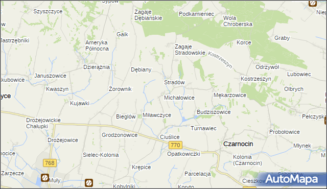 mapa Michałowice gmina Czarnocin, Michałowice gmina Czarnocin na mapie Targeo