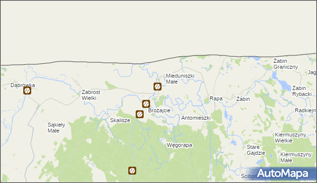 mapa Mieduniszki Wielkie, Mieduniszki Wielkie na mapie Targeo