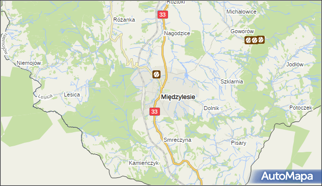 mapa Międzylesie powiat kłodzki, Międzylesie powiat kłodzki na mapie Targeo