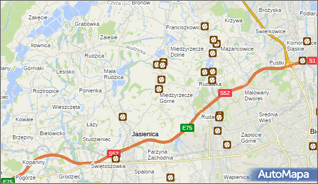 mapa Międzyrzecze Górne, Międzyrzecze Górne na mapie Targeo