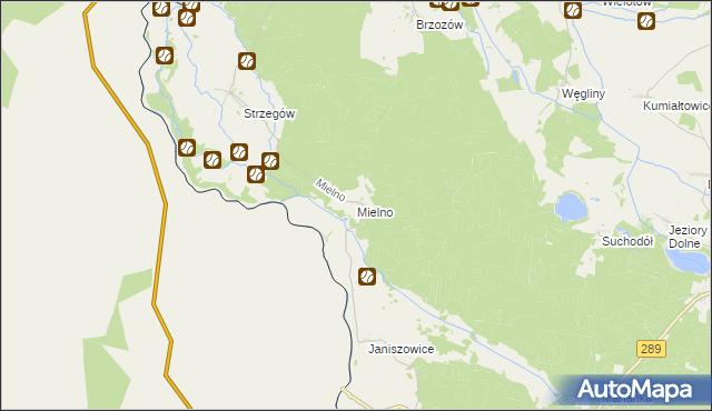 mapa Mielno gmina Gubin, Mielno gmina Gubin na mapie Targeo