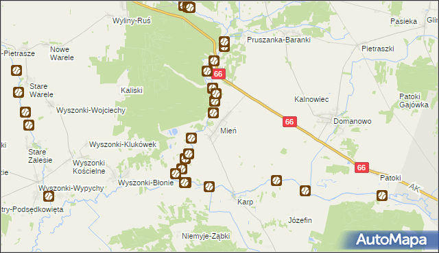 mapa Mień, Mień na mapie Targeo