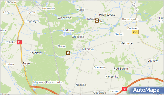 mapa Mikorzyn gmina Kępno, Mikorzyn gmina Kępno na mapie Targeo