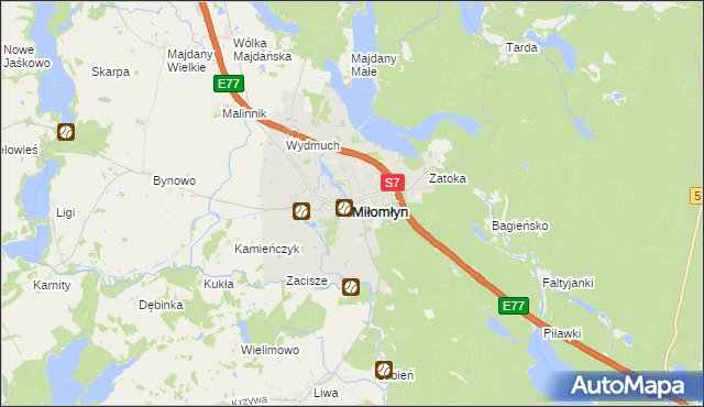 mapa Miłomłyn, Miłomłyn na mapie Targeo