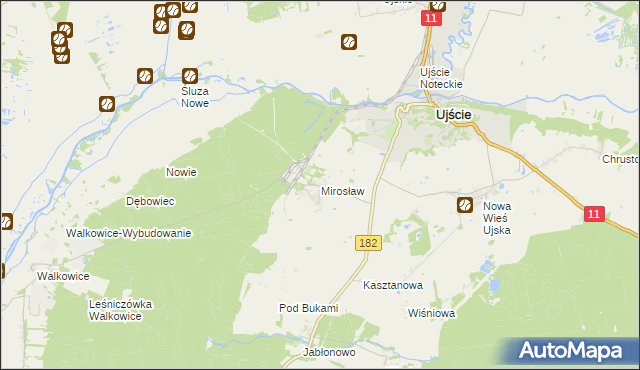 mapa Mirosław gmina Ujście, Mirosław gmina Ujście na mapie Targeo