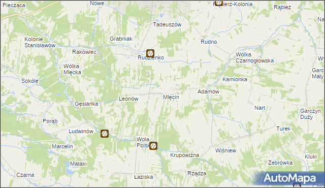 mapa Mlęcin, Mlęcin na mapie Targeo