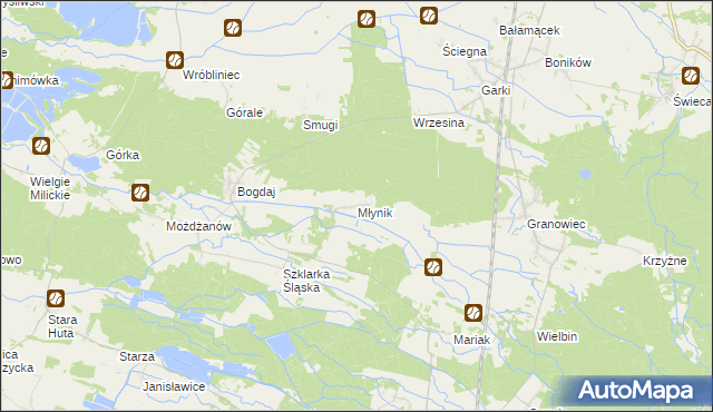 mapa Młynik gmina Sośnie, Młynik gmina Sośnie na mapie Targeo