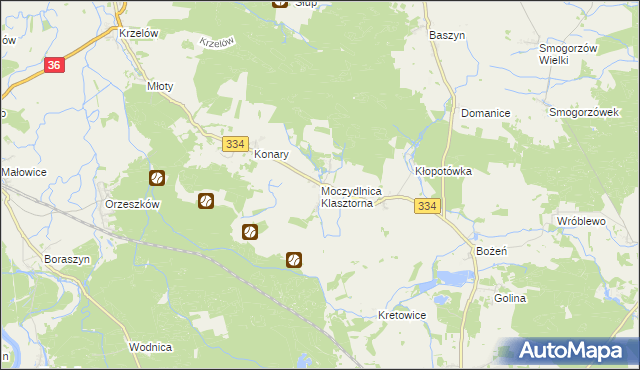 mapa Moczydlnica Klasztorna, Moczydlnica Klasztorna na mapie Targeo