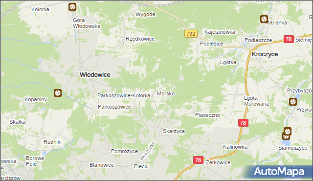 mapa Morsko gmina Włodowice, Morsko gmina Włodowice na mapie Targeo