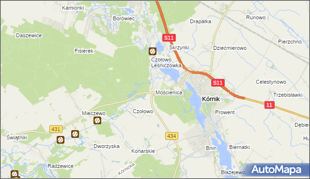 mapa Mościenica, Mościenica na mapie Targeo