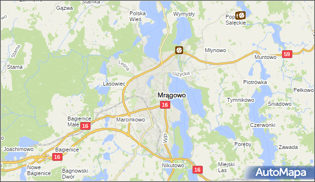 mapa Mrągowo, Mrągowo na mapie Targeo