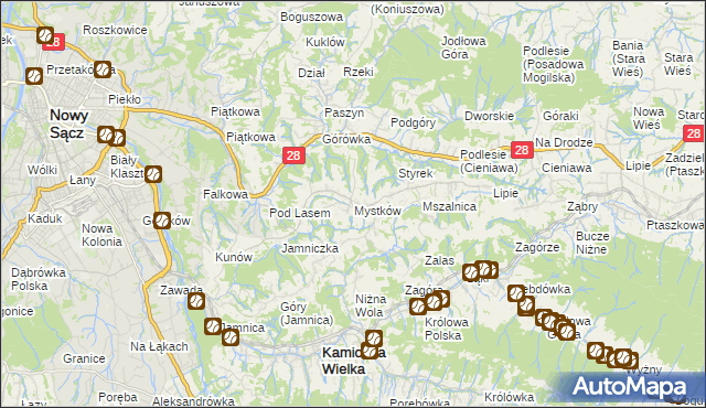 mapa Mystków, Mystków na mapie Targeo