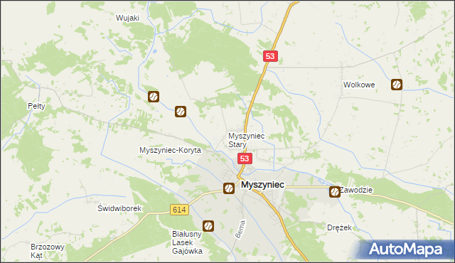 mapa Myszyniec Stary, Myszyniec Stary na mapie Targeo