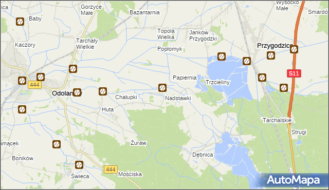 mapa Nadstawki, Nadstawki na mapie Targeo