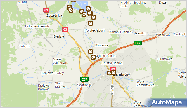 mapa Nagórki-Jabłoń, Nagórki-Jabłoń na mapie Targeo