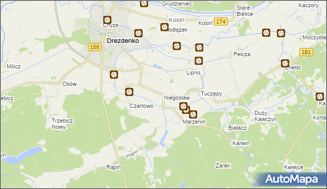 mapa Niegosław, Niegosław na mapie Targeo