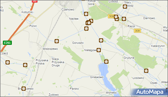 mapa Nielęgowo, Nielęgowo na mapie Targeo