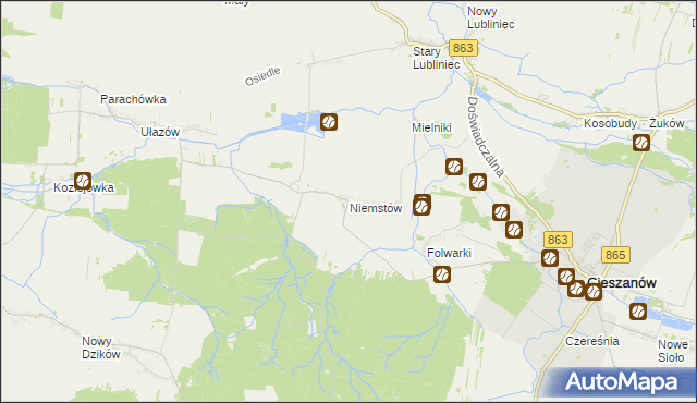 mapa Niemstów gmina Cieszanów, Niemstów gmina Cieszanów na mapie Targeo