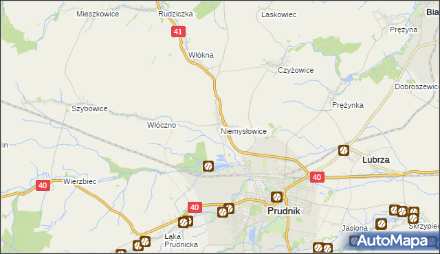 mapa Niemysłowice, Niemysłowice na mapie Targeo