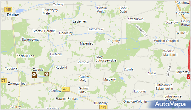 mapa Niwy Jutroszewskie, Niwy Jutroszewskie na mapie Targeo