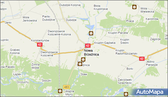 mapa Nowa Brzeźnica, Nowa Brzeźnica na mapie Targeo