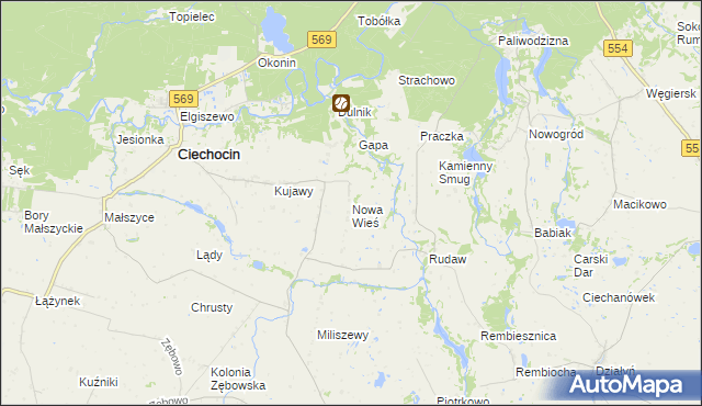 mapa Nowa Wieś gmina Ciechocin, Nowa Wieś gmina Ciechocin na mapie Targeo