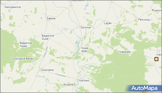 mapa Nowa Wieś gmina Kuczbork-Osada, Nowa Wieś gmina Kuczbork-Osada na mapie Targeo