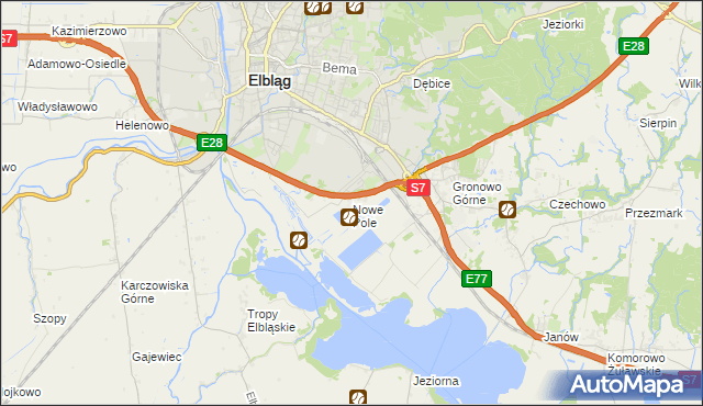 mapa Nowe Pole gmina Elbląg, Nowe Pole gmina Elbląg na mapie Targeo