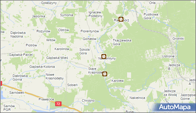 mapa Nowomłyny, Nowomłyny na mapie Targeo