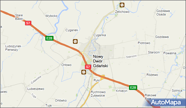 mapa Nowy Dwór Gdański, Nowy Dwór Gdański na mapie Targeo