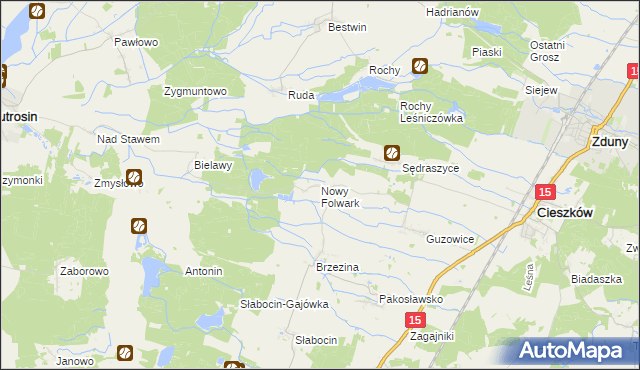 mapa Nowy Folwark gmina Cieszków, Nowy Folwark gmina Cieszków na mapie Targeo