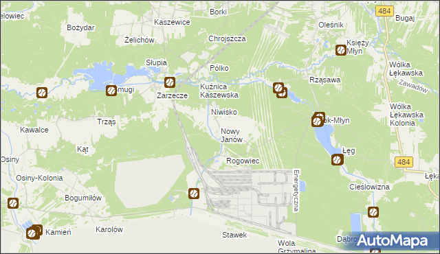 mapa Nowy Janów gmina Kluki, Nowy Janów gmina Kluki na mapie Targeo