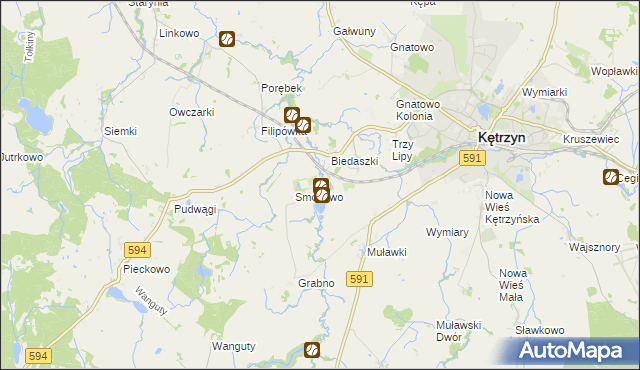 mapa Nowy Młyn gmina Kętrzyn, Nowy Młyn gmina Kętrzyn na mapie Targeo