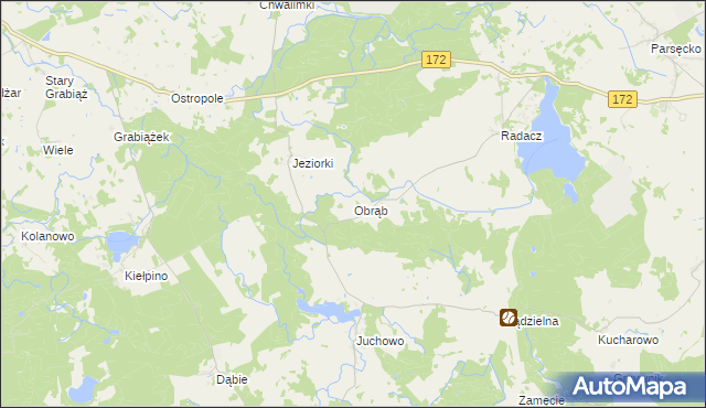 mapa Obrąb gmina Borne Sulinowo, Obrąb gmina Borne Sulinowo na mapie Targeo