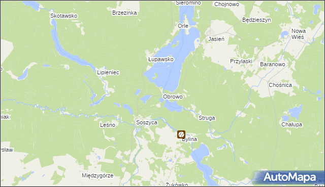 mapa Obrowo gmina Czarna Dąbrówka, Obrowo gmina Czarna Dąbrówka na mapie Targeo