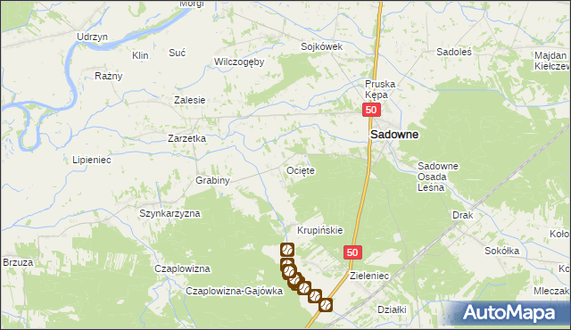 mapa Ocięte, Ocięte na mapie Targeo