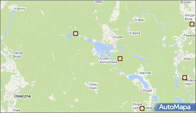 mapa Ocypel Leśniczówka, Ocypel Leśniczówka na mapie Targeo