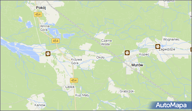 mapa Okoły gmina Murów, Okoły gmina Murów na mapie Targeo