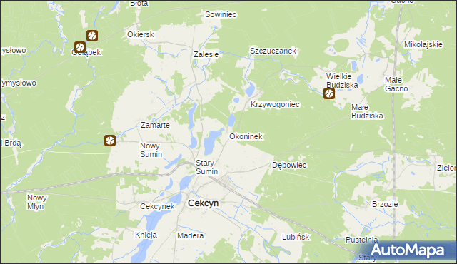 mapa Okoninek, Okoninek na mapie Targeo