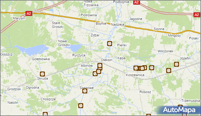 mapa Oleksin gmina Kotuń, Oleksin gmina Kotuń na mapie Targeo