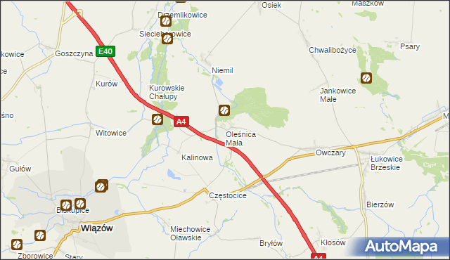 mapa Oleśnica Mała, Oleśnica Mała na mapie Targeo