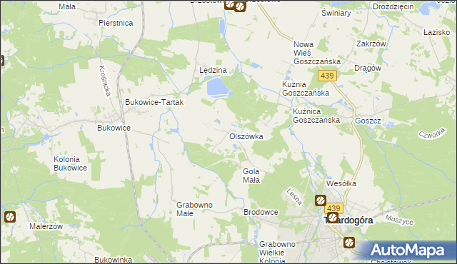 mapa Olszówka gmina Twardogóra, Olszówka gmina Twardogóra na mapie Targeo