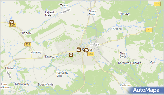 mapa Orneta powiat lidzbarski, Orneta powiat lidzbarski na mapie Targeo