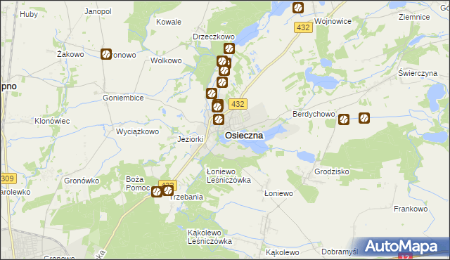 mapa Osieczna powiat leszczyński, Osieczna powiat leszczyński na mapie Targeo