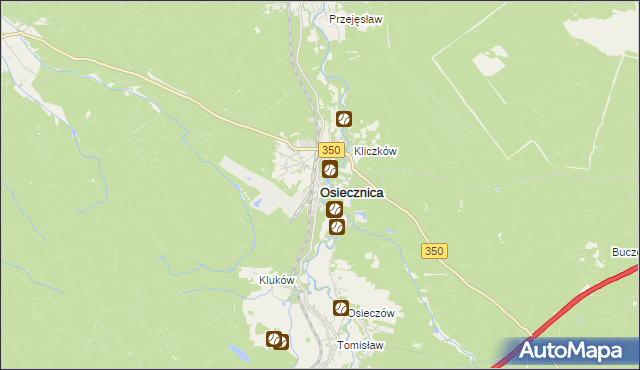 mapa Osiecznica powiat bolesławiecki, Osiecznica powiat bolesławiecki na mapie Targeo